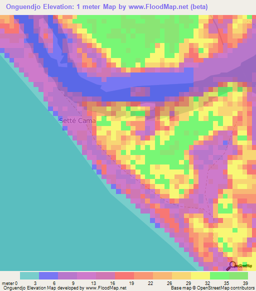Onguendjo,Gabon Elevation Map