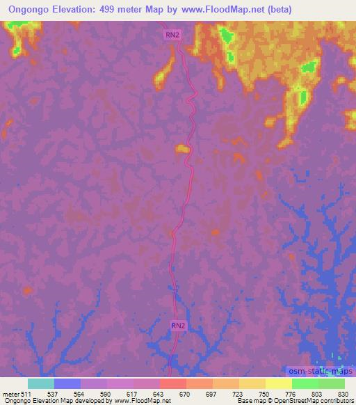 Ongongo,Gabon Elevation Map
