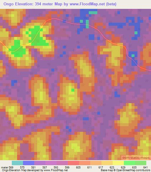 Ongo,Gabon Elevation Map