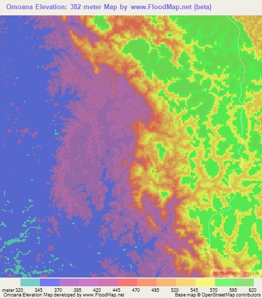 Omoana,Gabon Elevation Map