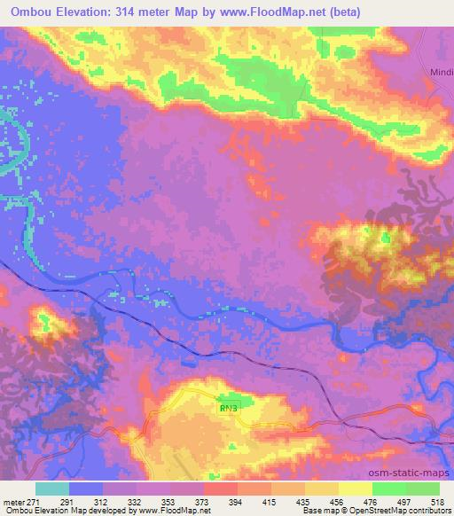 Ombou,Gabon Elevation Map