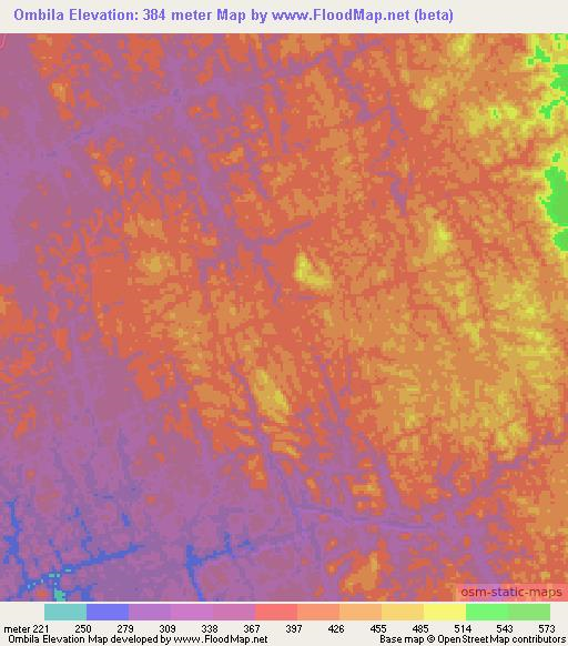 Ombila,Gabon Elevation Map