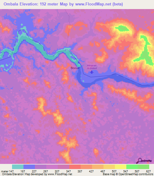 Ombala,Gabon Elevation Map