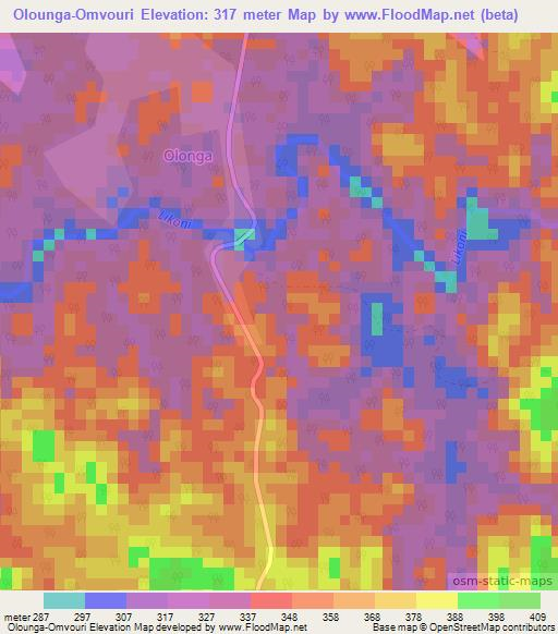 Olounga-Omvouri,Gabon Elevation Map