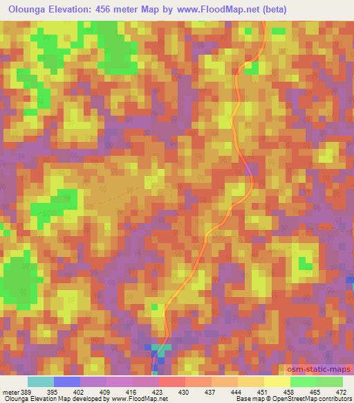 Olounga,Gabon Elevation Map