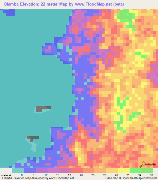 Olamba,Gabon Elevation Map