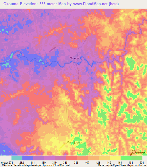 Okouma,Gabon Elevation Map