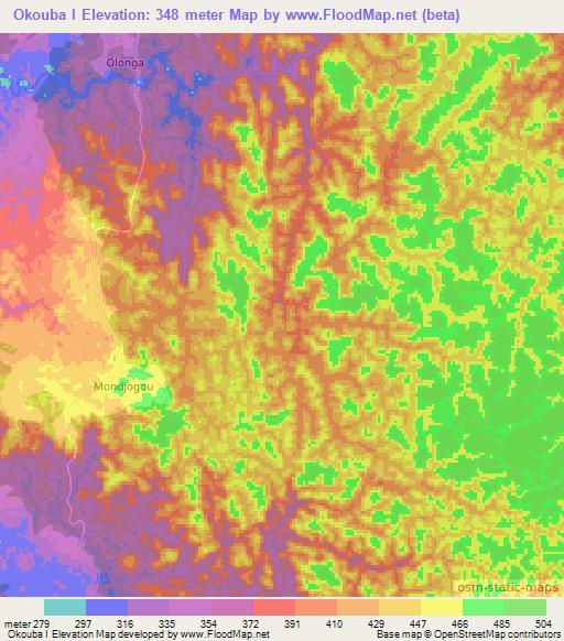 Okouba I,Gabon Elevation Map