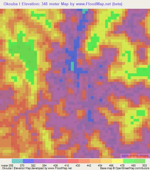 Okouba I,Gabon Elevation Map