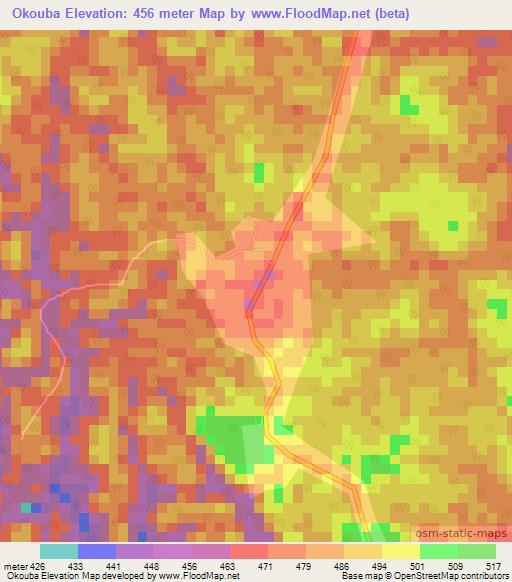 Okouba,Gabon Elevation Map
