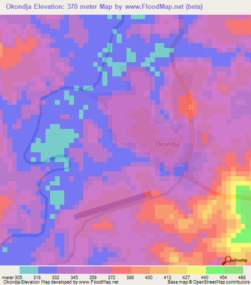 Okondja,Gabon Elevation Map