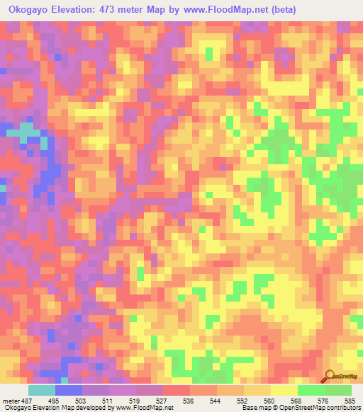 Okogayo,Gabon Elevation Map