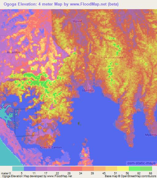 Ogoga,Gabon Elevation Map