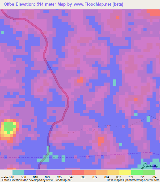 Offos,Gabon Elevation Map