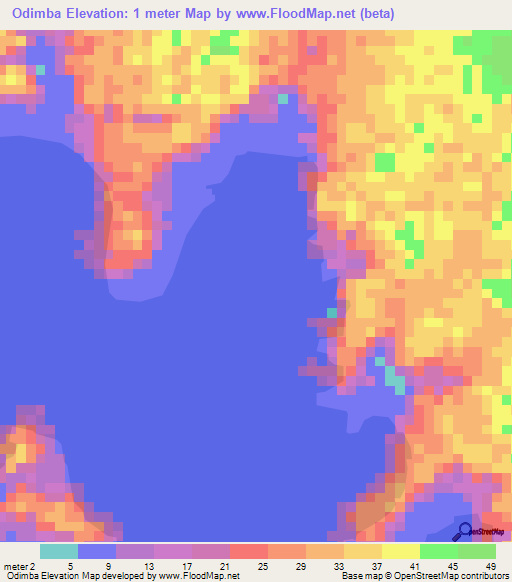 Odimba,Gabon Elevation Map