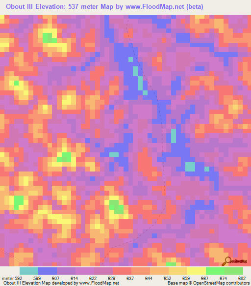 Obout III,Gabon Elevation Map