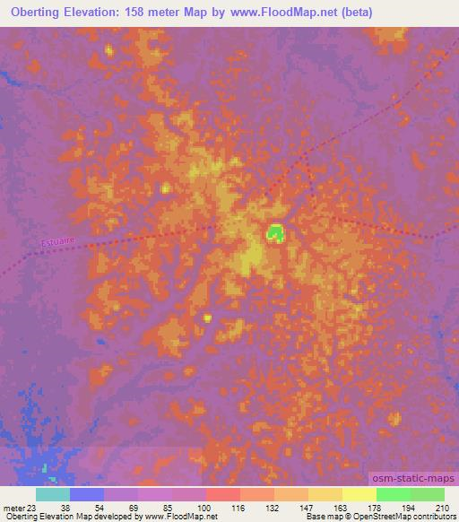 Oberting,Gabon Elevation Map