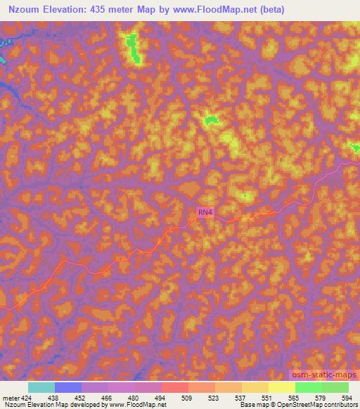 Nzoum,Gabon Elevation Map