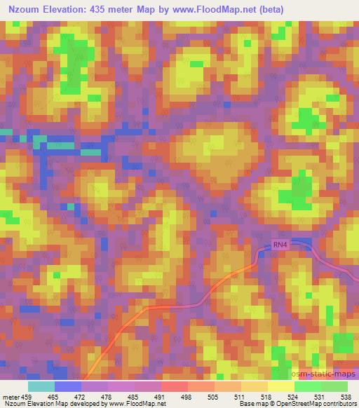 Nzoum,Gabon Elevation Map