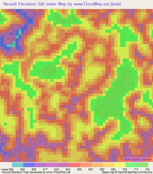 Nzoudi,Gabon Elevation Map