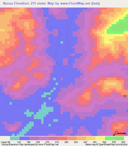 Nzoua,Gabon Elevation Map