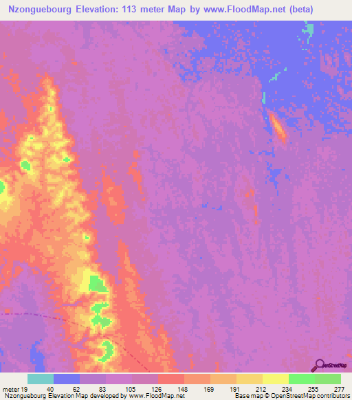 Nzonguebourg,Gabon Elevation Map