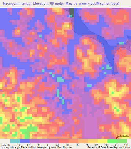 Nzongomintangui,Gabon Elevation Map