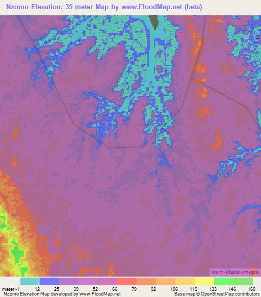Nzomo,Gabon Elevation Map