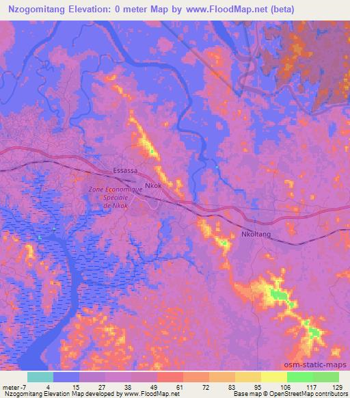 Nzogomitang,Gabon Elevation Map