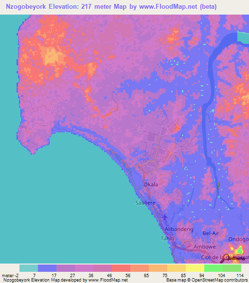 Nzogobeyork,Gabon Elevation Map