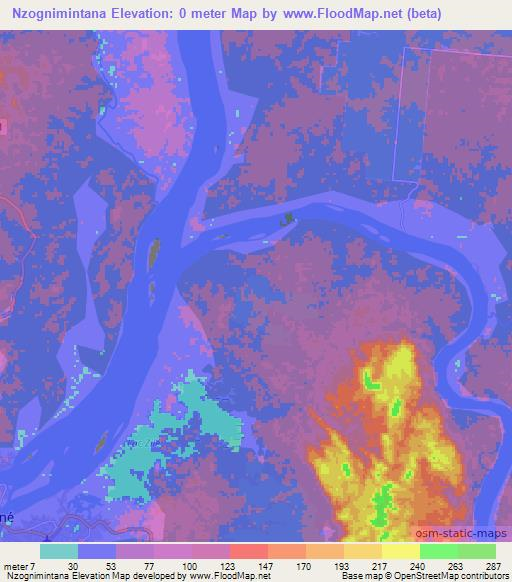 Nzognimintana,Gabon Elevation Map