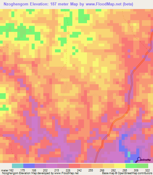Nzoghengom,Gabon Elevation Map