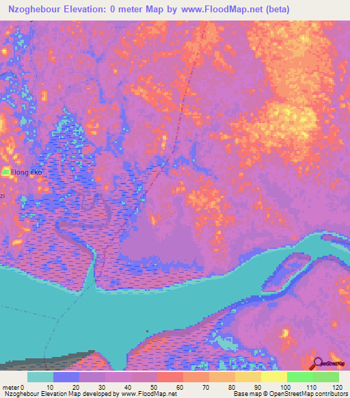 Nzoghebour,Gabon Elevation Map