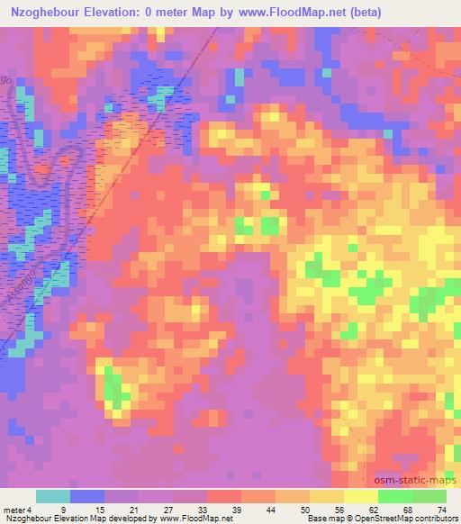 Nzoghebour,Gabon Elevation Map