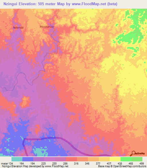 Nzingui,Gabon Elevation Map