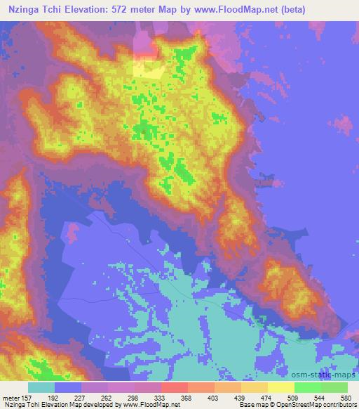 Nzinga Tchi,Gabon Elevation Map