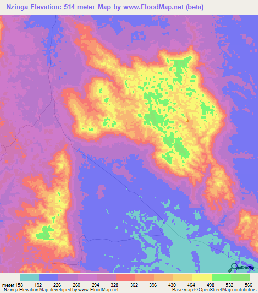 Nzinga,Gabon Elevation Map
