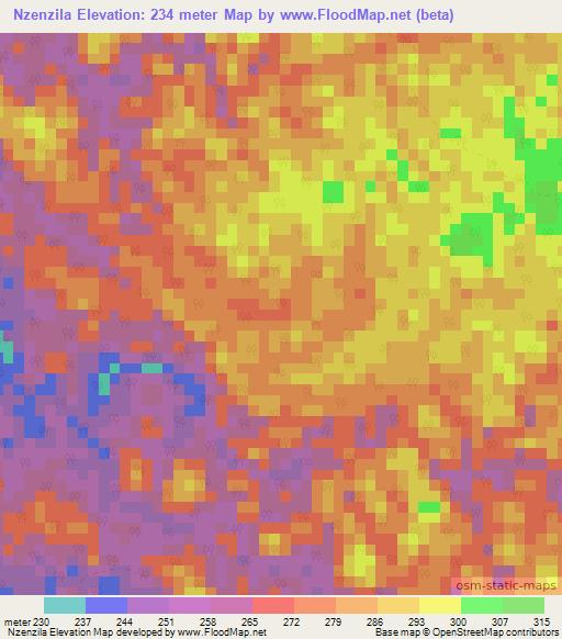 Nzenzila,Gabon Elevation Map