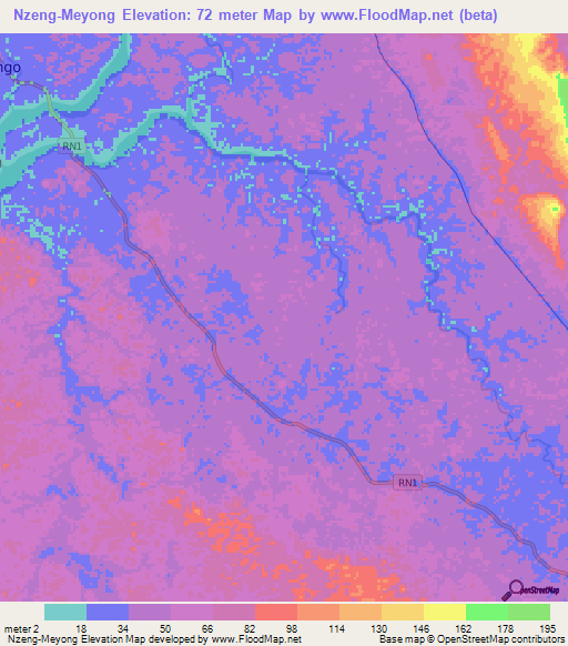 Nzeng-Meyong,Gabon Elevation Map