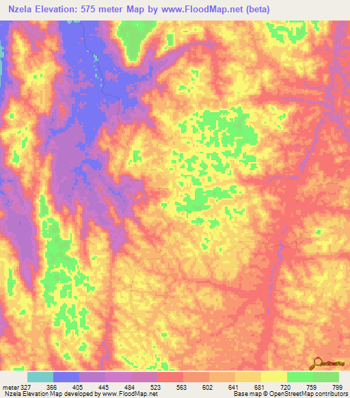 Nzela,Gabon Elevation Map