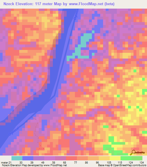 Nzeck,Gabon Elevation Map