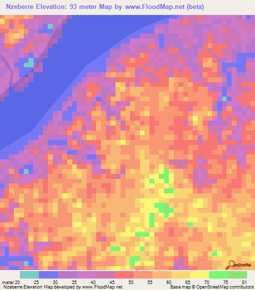 Nzeberre,Gabon Elevation Map
