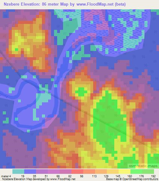 Nzebere,Gabon Elevation Map