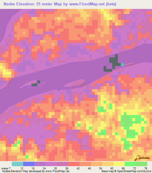 Nzebe,Gabon Elevation Map