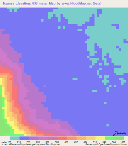 Nzanza,Gabon Elevation Map