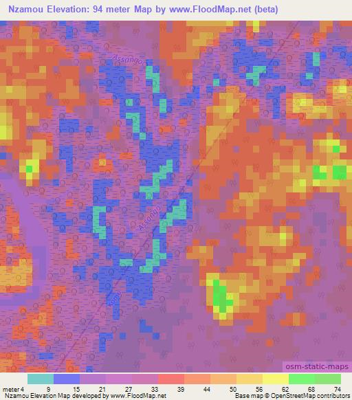 Nzamou,Gabon Elevation Map