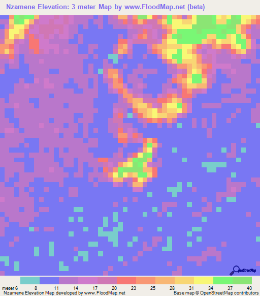 Nzamene,Gabon Elevation Map