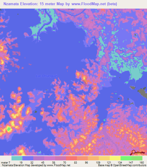 Nzamata,Gabon Elevation Map