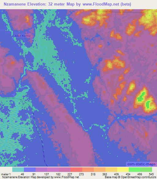 Nzamanene,Gabon Elevation Map