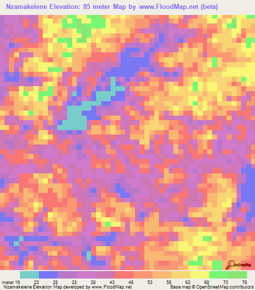 Nzamakelene,Gabon Elevation Map